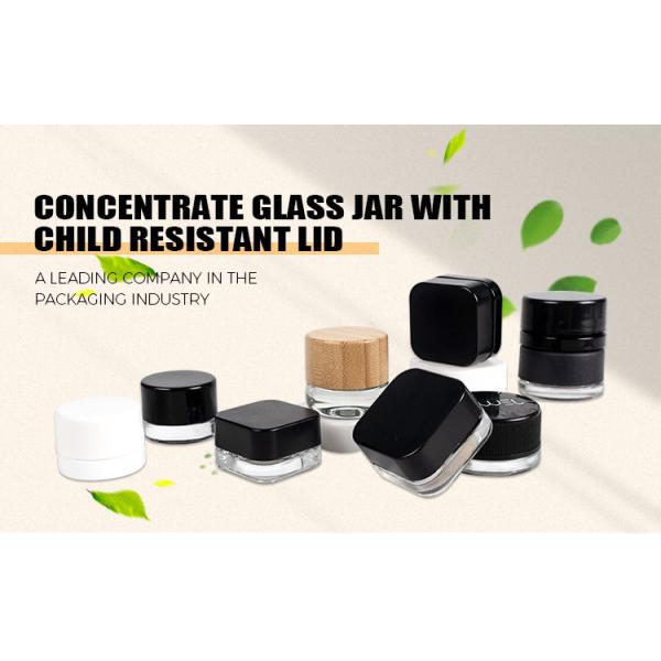 Clear 5ml Glass Jar Childproof Lid Square Jar Concentrate Jar Packaging with Child Resistant Lid