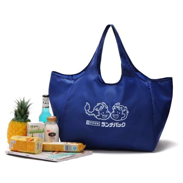 Blue OEM Logo Print 210D Polyester Reusable Shopping Bag