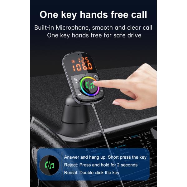 Car Air Vent Mount Bluetooth FM Transmitter PD QC USB Charger