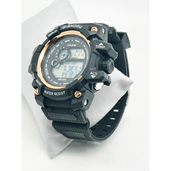 Digital Display Round Men Quartz Watch With Durable Buckle Clasp