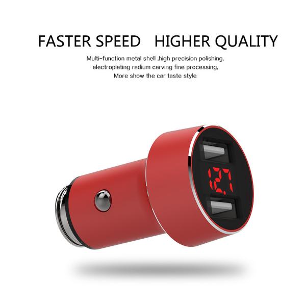 3.1A Dual USB CAR CHARGER with Voltage Monitoring Aluminum Alloy Multi colors to choose Automatic Matching Voltage