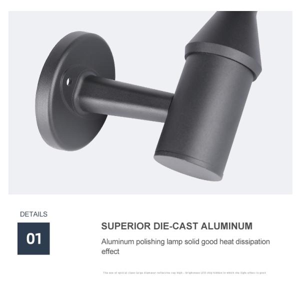 Die Cast Aluminum 20w Wall Mounted Solar Light outdooer wall lamp With 3.2v 8000mAh Battery