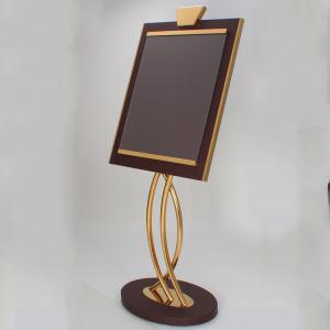 China Customized Golden Metal Sign Holder Hotel Restaurant Metal Sign Stand wholesale