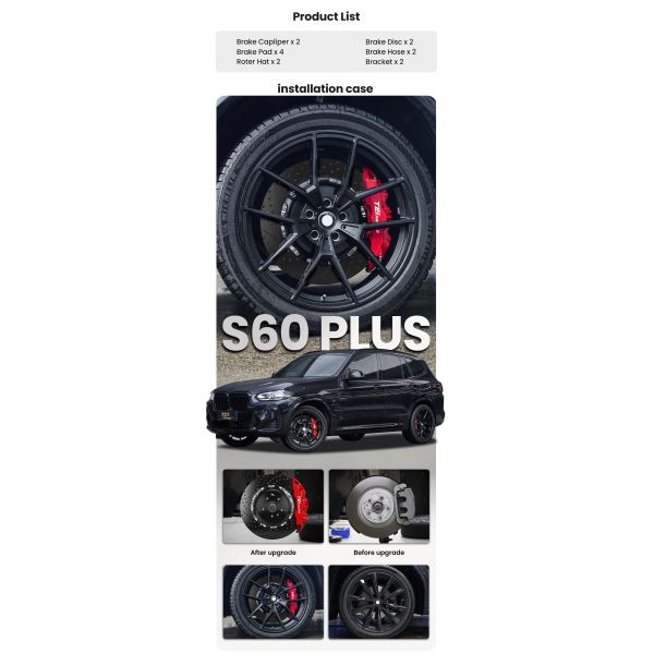 TEI S60 Plus 6 Pot Brake Caliper Carbon Fiber Ceramic Disc Big Brake Kit 19inch 20inch 21inch for BMW F25 G01 G45 G08 E70 F15 G05 X3 X5