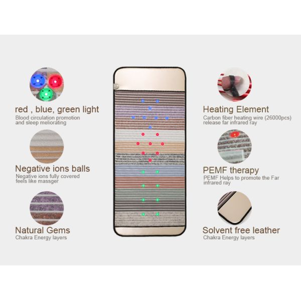 Adjustable Thermostat Far Infrared Heating Mat Jade Tourmaline Gemstone Thermal