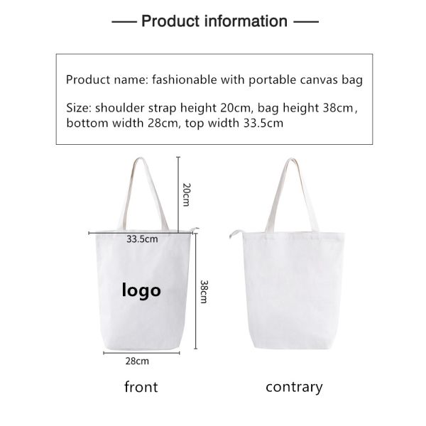 Environmental friendly go out shopping bag simple large capacity canvas tote bag