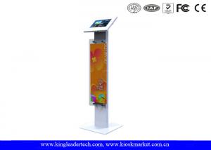 China Public Display Stands Anti Theft Ipad Kiosk Stand with Logo Panel , Rugged Metal wholesale