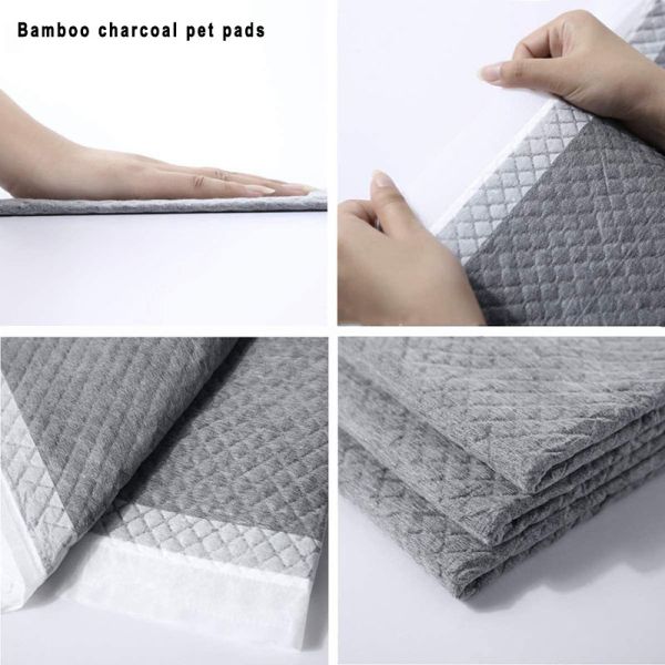 Disposable Pet Training Pads with Super Absorbent Bamboo Charcoal and Adhesive Sticker