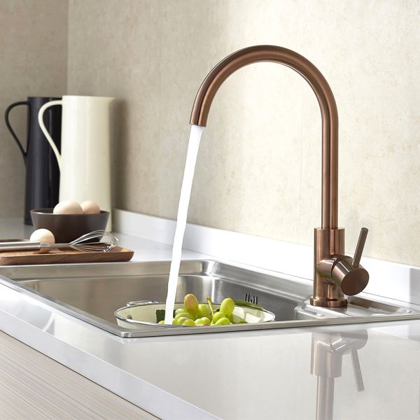 Round neck Steel 304 Rose Gold Kitchen Tap Stainless 316 Copper Faucet America Cupc Water Mixer Wels Tap