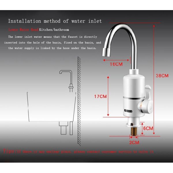 SS Electric Heating Water 360 Degree Rotating Kitchen Faucet 2000W 3000W