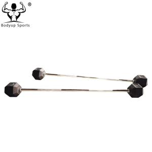 Hexagonal Weight Lifting Barbell With Straight Curl Bar 47inch Length