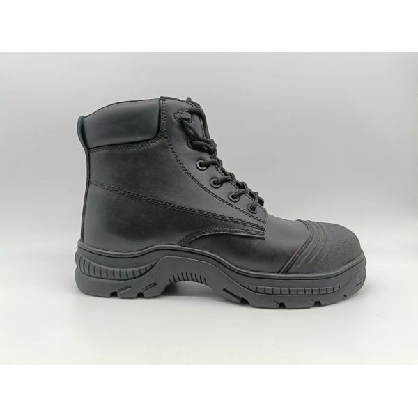 Breathable Leather Firefighting Boots Waterproof Lightweight Comfortable Work Shoes Black