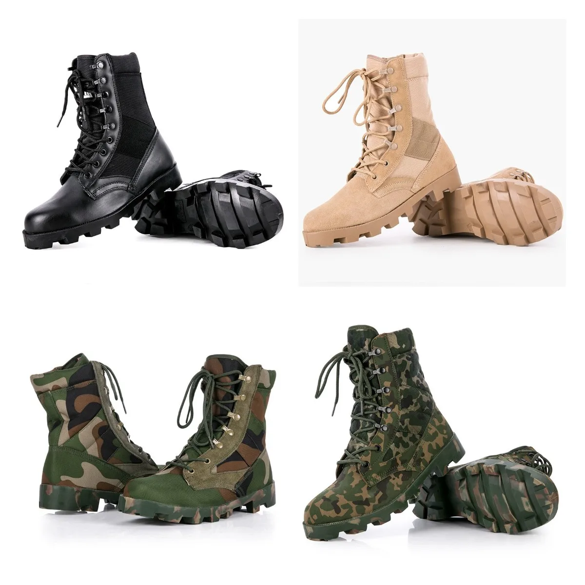 Patent Mens Leather Combat Boots Black Tan Brown Oxford Tactical Outdoor Climbing