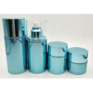 Blue Glass Cosmetic Cream Bottles / Refillable Pump Bottle Customized Logo and