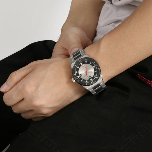 Silver Automatic Mens Wrist Watches , Stainless Steel Waterproof Automatic Watch