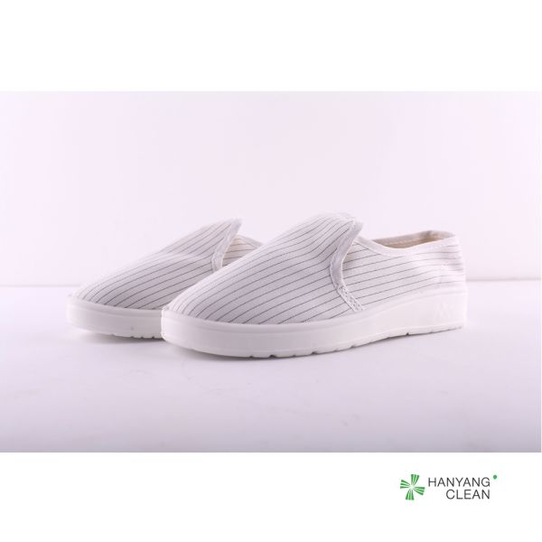 Antistatic White PU Canvas white blue stripe shoe Cleanroom ESD Working lab Shoes