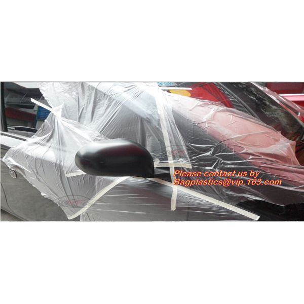 4m*5m plastic cover sheet for furniture, Taped clear HDPE plastic masking film, Plastic car paint plastic cover tape ma