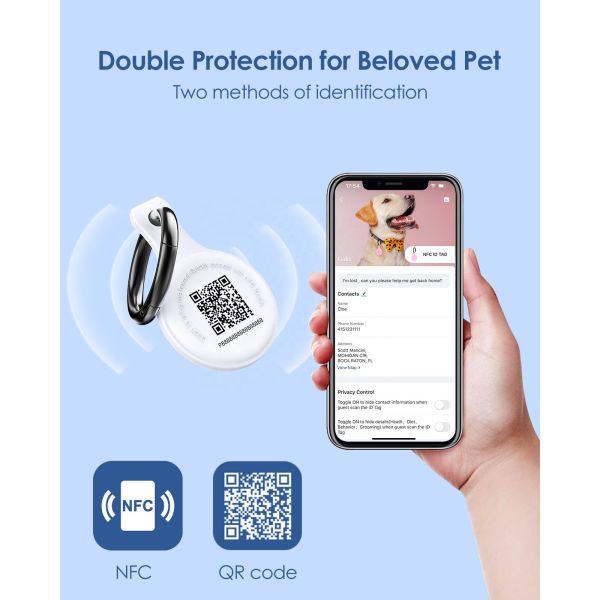 Soft Enamel Zinc Alloy Metal NFC QR Code Pet ID Tags Dog Tags