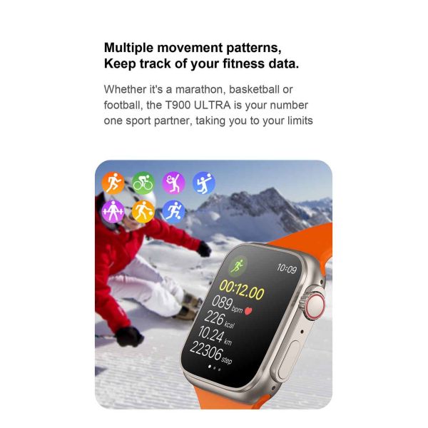 Android Waterproof Smart Watch T900 Ultra Build In 200mah Battery Capacity