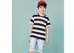 Two-tone Texture T-Shirt Kids' Clothes Short Sleeve Cotton Boys Clothing