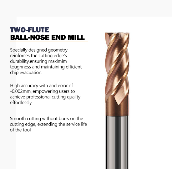 2-4 Flute Tungsten Carbide End Mill with 55-Degree Flat Bottom and 35° Helix Angle for CNC Machining