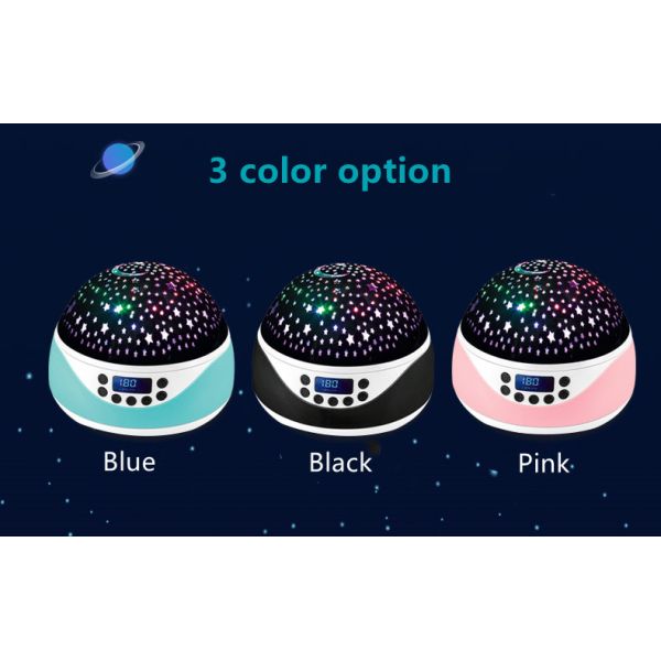Built-in 12 Light Songs 360 Degree Rotating 8 Colorful Night Light Projector Remote Control and Timer Design Projection