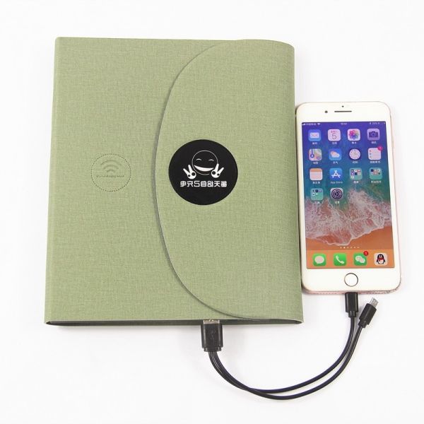 Business Luxury Pu Leather Wireless Charging Notebook Custom Logo