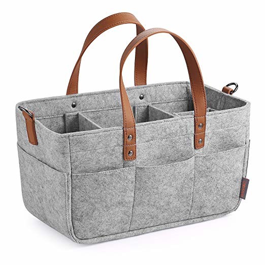 Quality Tote Washable Diaper Caddy Nursery Storage Grey Cotton Felt for sale