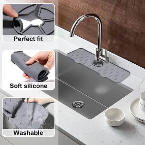 China Sink Draining Pad Behind Faucet Splash Water catcher Mat Silicone Faucet Mat for Kitchen wholesale