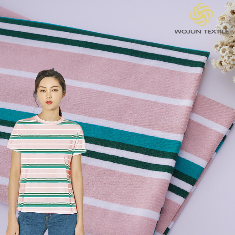 Quality Moisture-Absorbent And Breathable ​And And  Lycra Cotton Striped Cotton Fabric For T-Shirt for sale