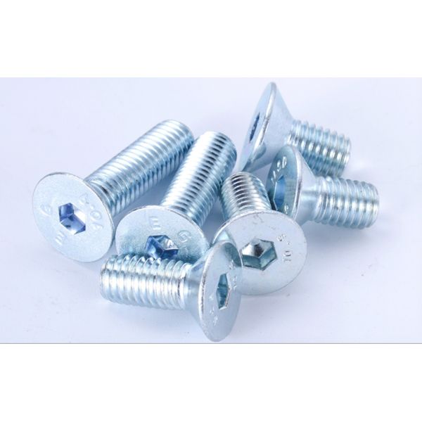 White Zinc Plated Flat Head Socket Drive Machine Screws Countersunk Head Hex Drive Screws