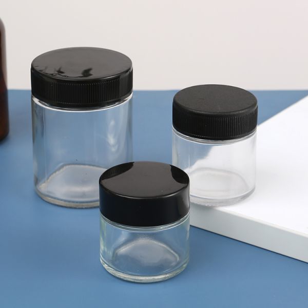 Empty Glass Cosmetic Bottle Packaging 8oz Glass Jars With CRC Lids Children Proof Lids