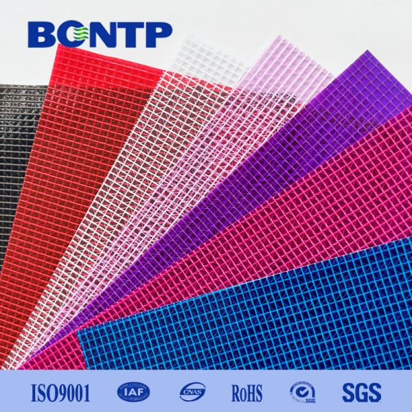 PVC Transparent Mesh Fabric Laminated Polyester Mesh Transparent Tarpaulin for file pocket