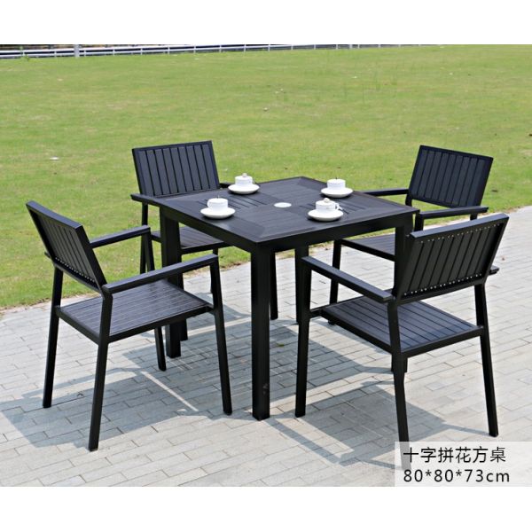 Hot Sales Aluminium PE Rattan chairs Leisure Outdoor Garden Backyard Polywood table and chair furniture