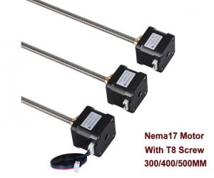 China Nema17 Stepper Motor Screw 17HS4401S-T8x8-300/400/500mm lead screw With Copper nut lead 8mm for 3d printer parts wholesale