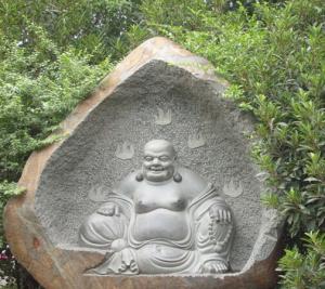 China Chinese White Happy Laugh Carved Sitting Buddha Sculpture on sale