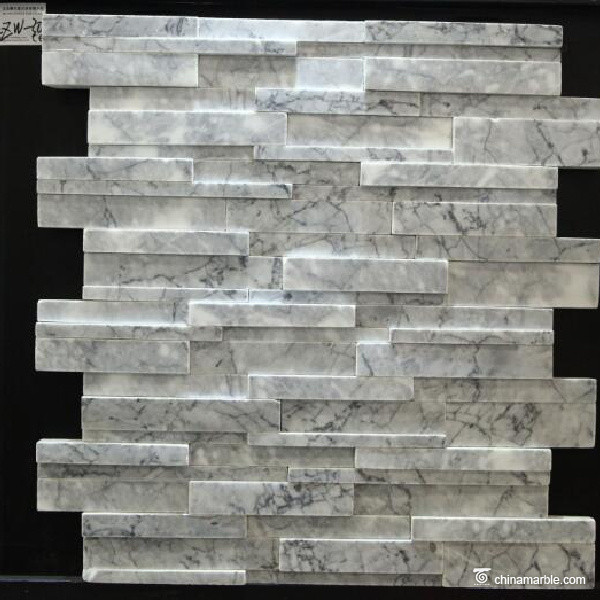 Natural Stone White Marble Stone Wall Cladding Flat Face Customized Size