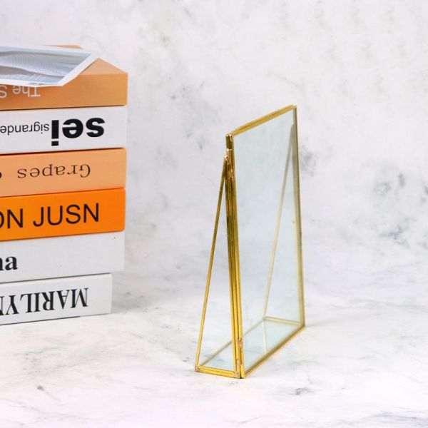 Glass artifact Photo Frame Brass Retro Creative glass artwork Metal photo frame plant cover
