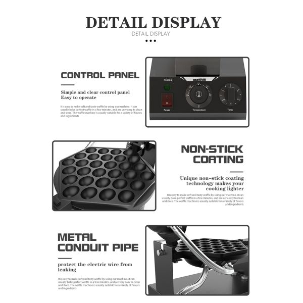 Commercial Snack Machine Electric Egg Cake Pancake Puff Maker Seed Machine Waffle Maker