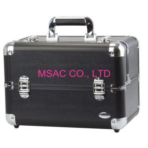 China Aluminum Beauty Cases Black Makeup Boxes With Trays wholesale