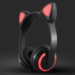 China OEM factory Wireless LED lights cat ear headphones special gift computer headset over ear headphone wholesale