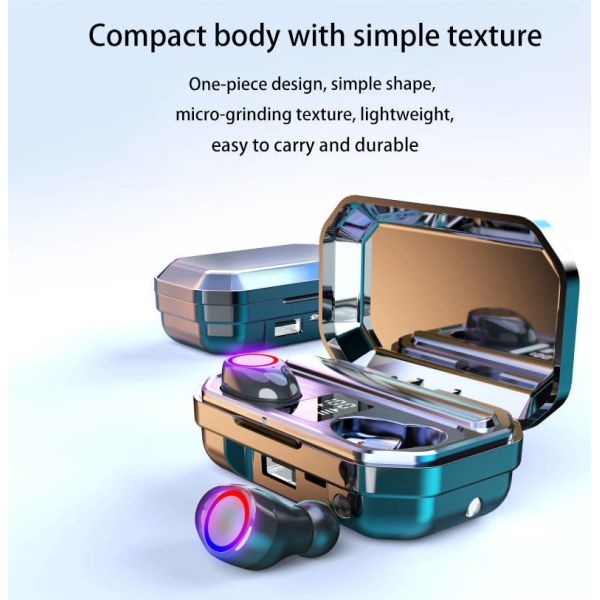 Running Earphones Noise Cancelling Wireless Earbuds Power Bank Flashlight