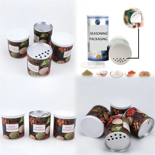 Custom printed eco-friendly paper tube spice packaging container jar for salt sugar packaging