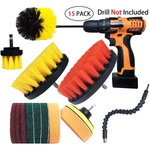 China 15Pcs Polypropylene Drill Brush Attachments Set Scrub Sponge Tube Grouting wholesale