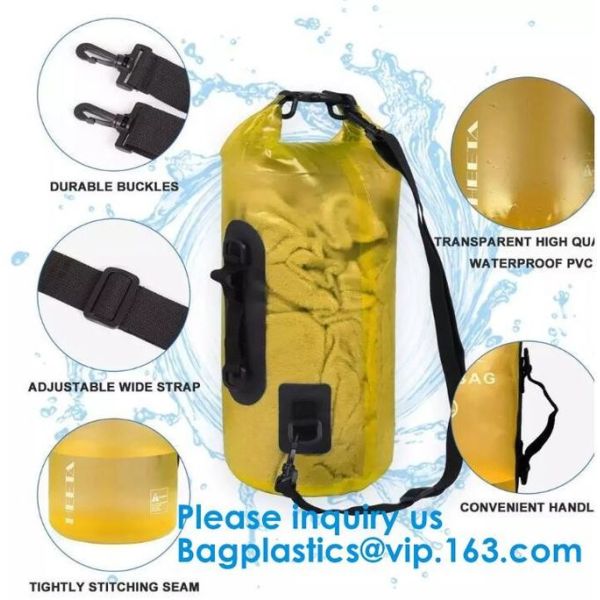 Colored 15Liter Shiny Clear Window Water Proof Dry Bag Ultralight Outdoor Waterproof Dry Storage Bag For Sports