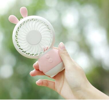LED handy chargeable mini electric fan, cute cartoon handy mini stand electric fan, portable mini stand electric fan
