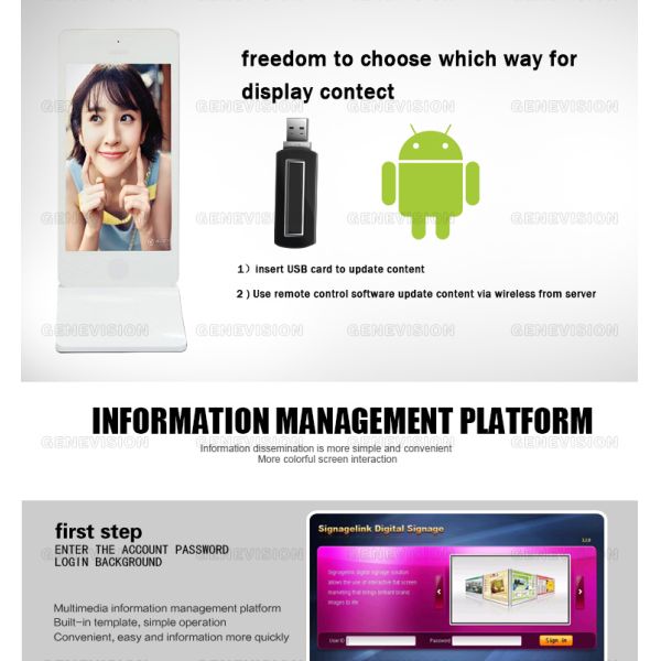 Golden 43 Inch Iphone Style Touch Screen Kiosk Totem Networkd Display Managing Software