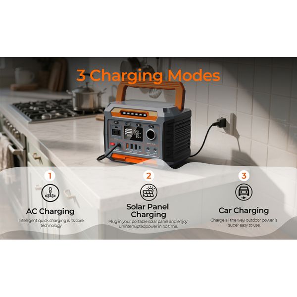 300W Portable Power Station with MPPT Controller and Wireless Charging