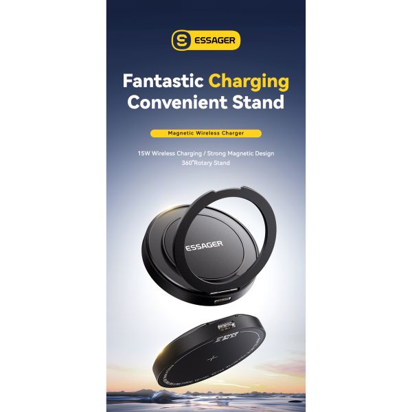 ESSAGER ES-WC18 15W Fast Wireless Charger for Best Phone Stand Charging PD Function and Fast Charging