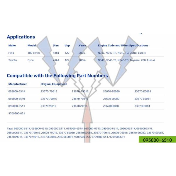 DENSO GENUINE COMMON RAIL INJECTOR 095000-6510 095000-651# 9709500-651 FOR Hino 23670-E0080 AND Toyota 23670-79015